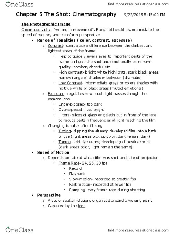 ENGFLM 0530 Lecture Notes - Lecture 5: Quentin Tarantino, Zoom Lens, Focal Length thumbnail