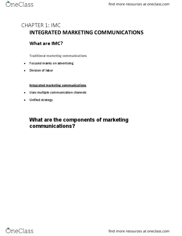 MARK 453 Lecture Notes - Lecture 1: Integrated Marketing Communications, Customer Engagement thumbnail