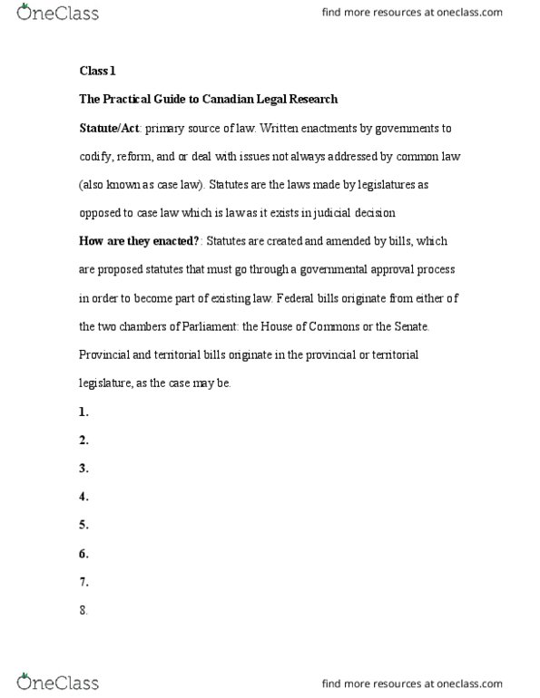 LAW 724 Lecture Notes - Lecture 1: Primary And Secondary Legislation, Ministerial Order thumbnail