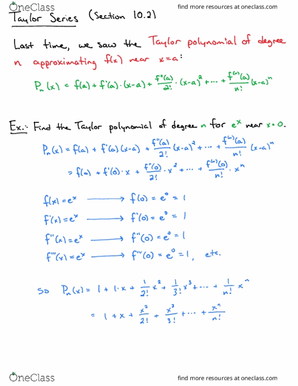 MTH 142 Lecture Notes - Lecture 23: Taylor Series, Wrek thumbnail