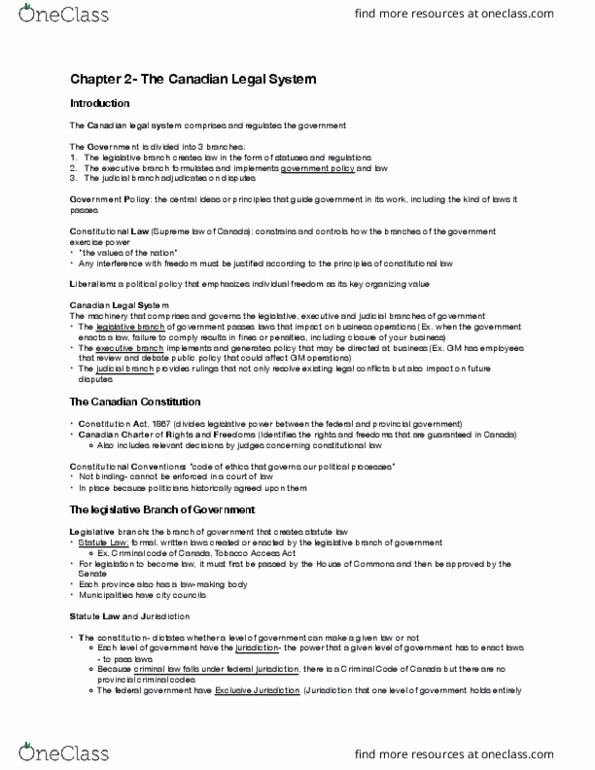 Management and Organizational Studies 2275A/B Chapter Notes - Chapter 2: Government Executive, Occupational Safety And Health, Public Health thumbnail