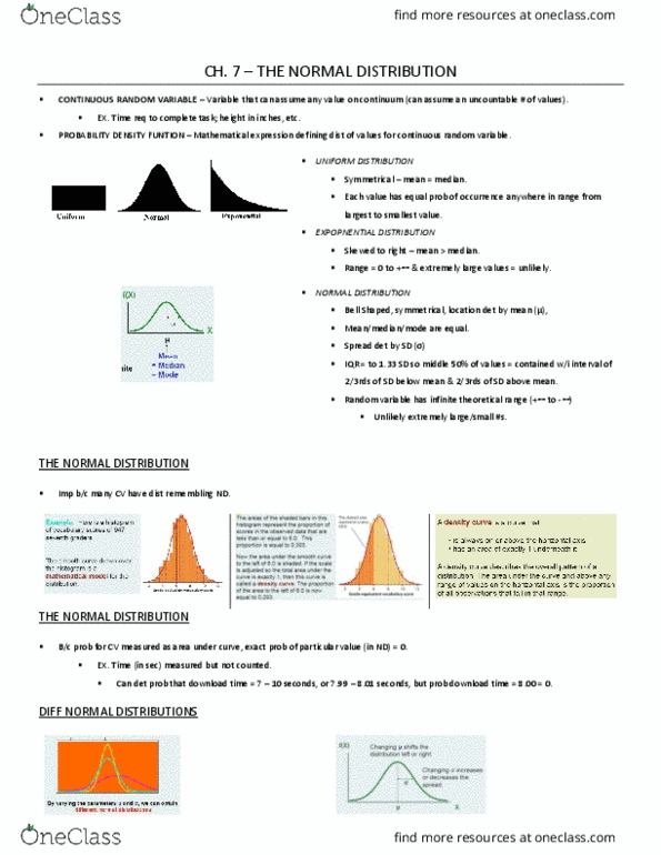 QMS 102 Chapter Notes - Chapter 7: Probability Distribution, Random Variable thumbnail