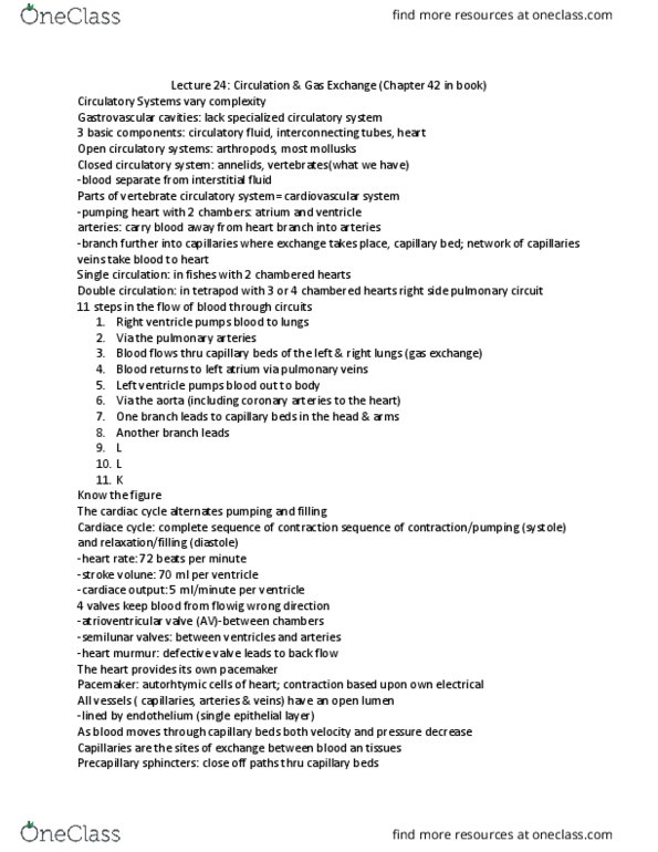 BSC 116 Lecture Notes - Lecture 24: Pulmonary Artery, Pulmonary Vein, Pulmonary Circulation thumbnail