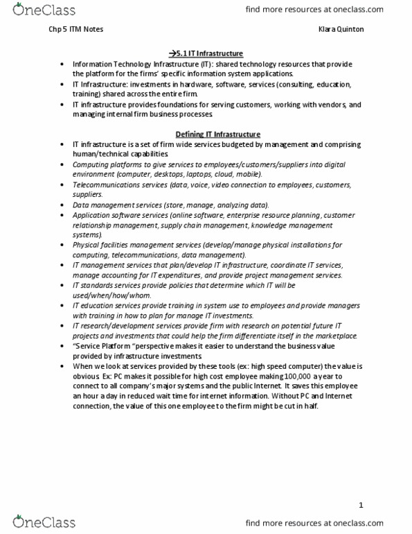 ITM 102 Chapter Notes - Chapter 5: Ibm 1401, Application Server, Networking Hardware thumbnail