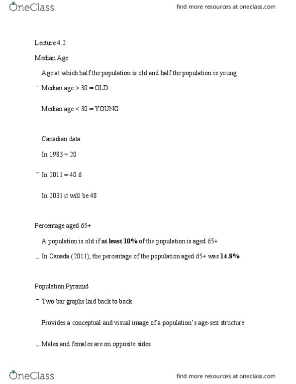 HLTHAGE 1BB3 Lecture Notes - Lecture 7: Population Ageing, Population Pyramid, Epidemiological Transition thumbnail