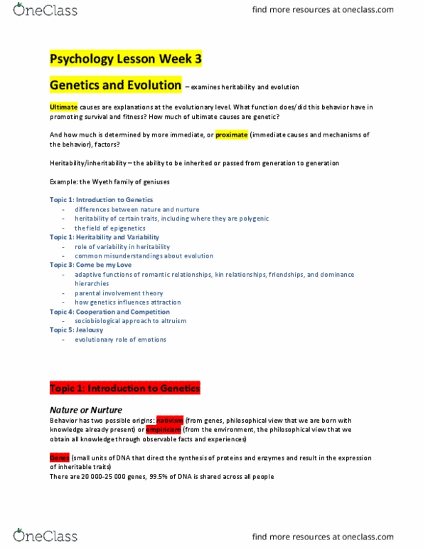 PSYC 100 Lecture Notes - Lecture 3: Autism Spectrum, Twin, Random Effects Model thumbnail