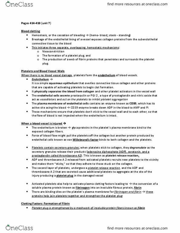 BIOM 3200 Lecture Notes - Lecture 5: Neutrophil Extracellular Traps, Thromboxane A2, Simple Squamous Epithelium thumbnail