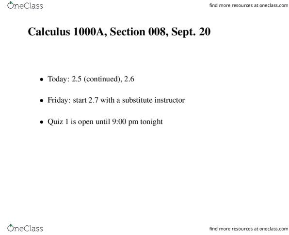 Calculus 1000A/B Lecture Notes - Lecture 7: Intermediate Value Theorem, Asymptote, Rational Number thumbnail