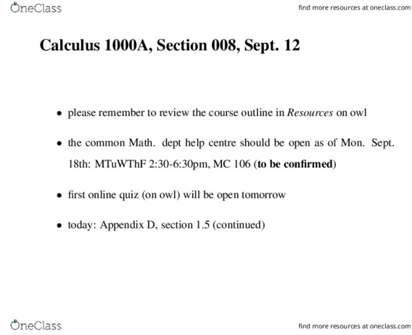 Calculus 1000A/B Lecture Notes - Lecture 2: Circular Sector, Central Angle, Inverse Function thumbnail