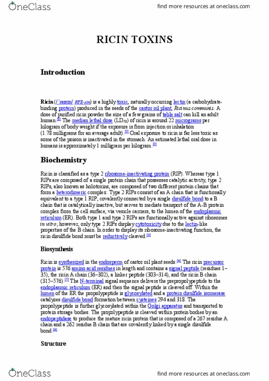 LATI 3503 Lecture Notes - Lecture 1: Protein Disulfide-Isomerase, Ricin, Ubiquitin Ligase thumbnail