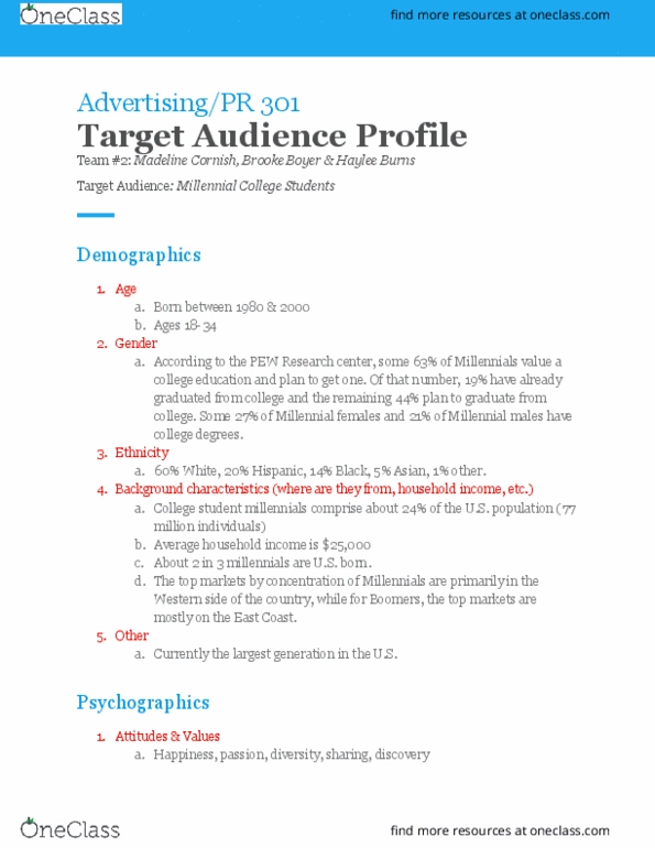 COMST 330 Lecture Notes - Lecture 2: Pew Research Center, Greatest Generation, Psychographic thumbnail