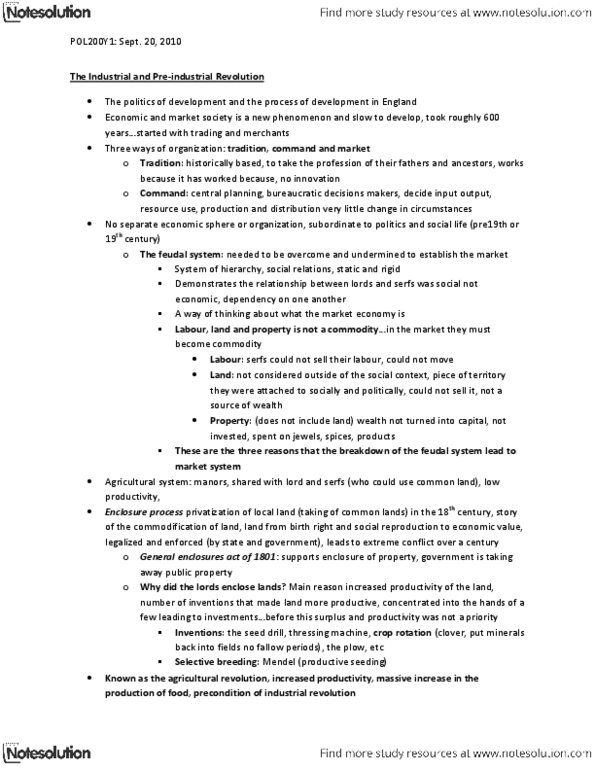 POL201Y1 Lecture Notes - Seed Drill, Flying Shuttle, Industrial Revolution thumbnail