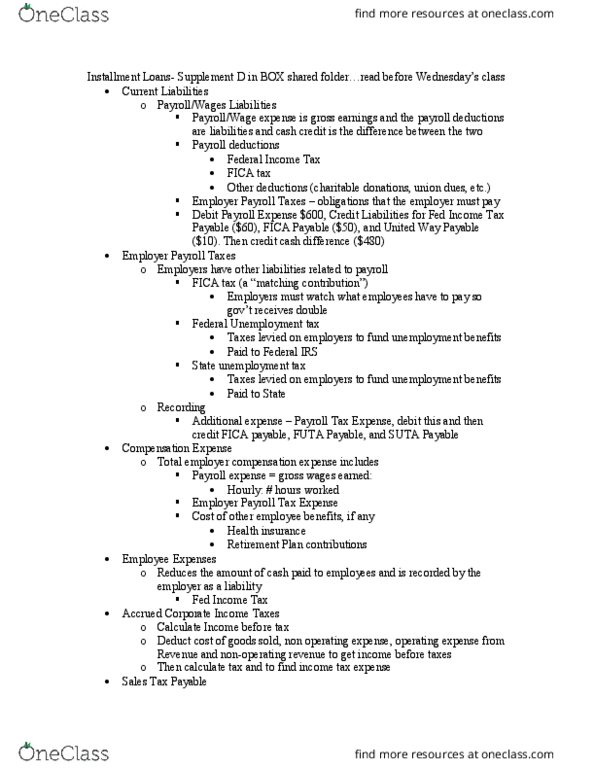 ACCT-2010 Lecture Notes - Lecture 10: Operating Expense, Current Liability, Interest thumbnail