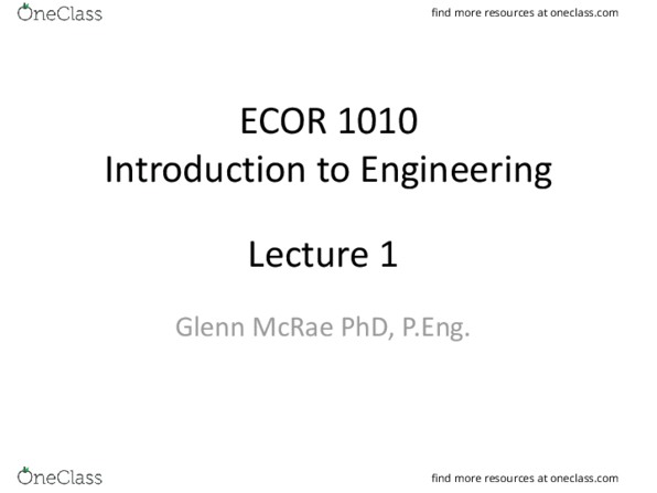 ECOR 1010 Lecture Notes - Lecture 1: Jet Propulsion Laboratory, National Association Of Biology Teachers, Reverse Engineering thumbnail