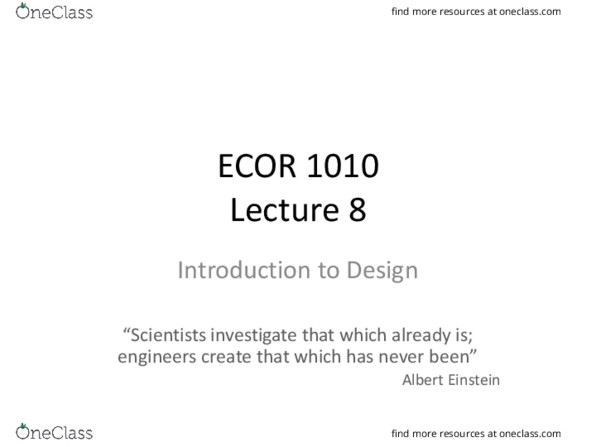 ECOR 1010 Lecture Notes - Lecture 8: American National Standards Institute, Canadian Council Of Professional Engineers, Csa Group thumbnail