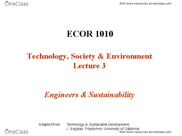 ECOR 1010 Lecture Notes - Lecture 3: Videotelephony, Lithosphere, Compost thumbnail