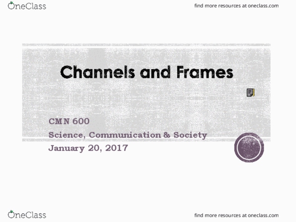 CMN 600 Lecture Notes - Lecture 2: Claude Shannon, Social Progress thumbnail