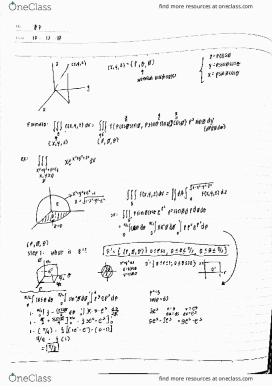 MATH 2E Lecture 7: Triple Integrals in Spherical Coordinates thumbnail