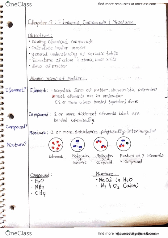 CHM 1311 Lecture 2: [CHM1311-uOttawa] Chapter 2 Elements Compounds and Mixtures thumbnail