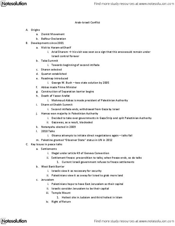 INTA 2XXX Lecture Notes - Israeli West Bank Barrier, Yasser Arafat, Mahmoud Abbas thumbnail