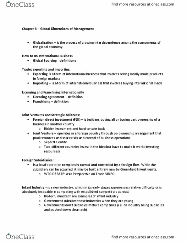 GMS 200 Lecture Notes - Lecture 3: Foreign Direct Investment, Clean Technology, World Trade Organization thumbnail