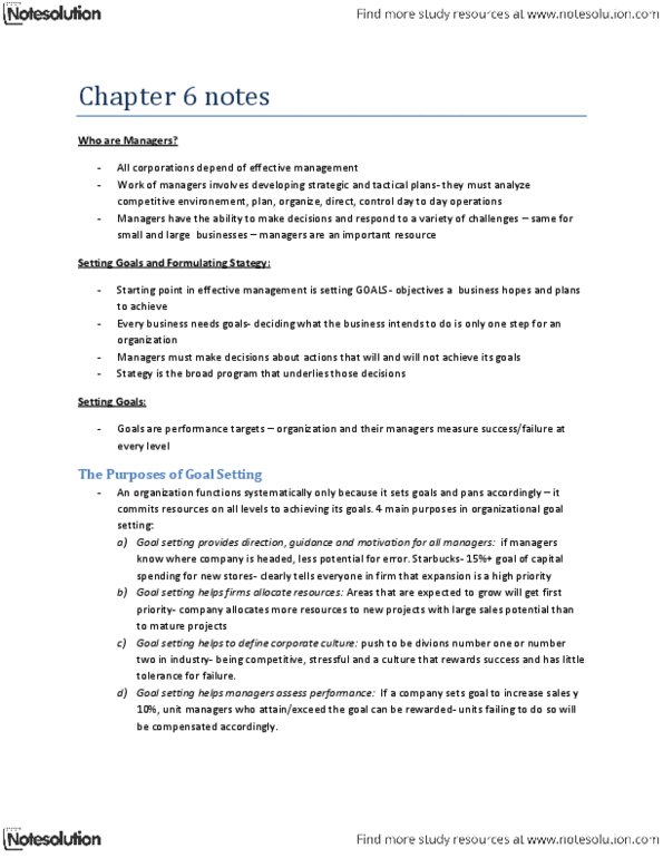 MGTD80H3 Lecture Notes - Swot Analysis, Goal Setting, Takeover thumbnail