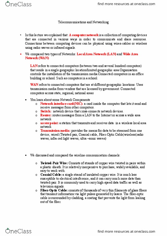 31266 Lecture Notes - Lecture 7: Wireless Lan, Local Area Network, Wide Area Network thumbnail