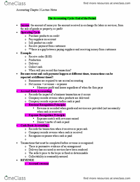 ACC 2101 Lecture Notes - Lecture 4: Accrual, Accounts Receivable, Operating Expense thumbnail