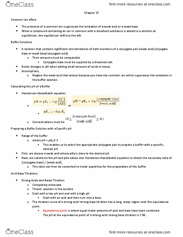 CHE 202 Chapter 17: Chapter 17 notes thumbnail