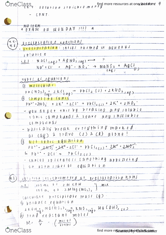 CHEM 1A Lecture 9: Chem 1A- Lecture 9, Ch. 4: Solution Stoichiometry thumbnail