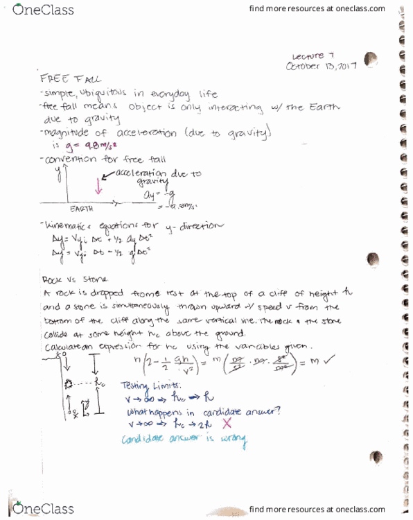 PHYSICS 5A Lecture 7: Physics 5A Lecture 7 Notes thumbnail