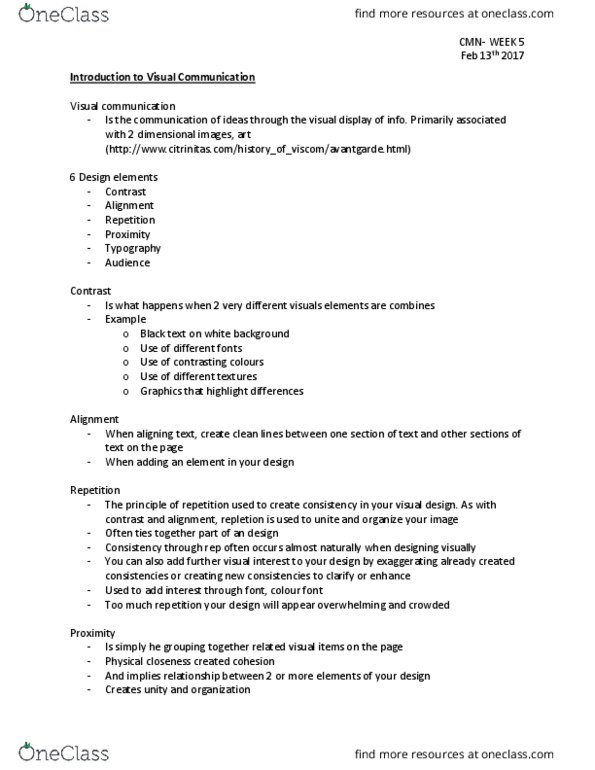 CMN 279 Lecture Notes - Lecture 5: Typography, Visual Communication, Sans-Serif thumbnail