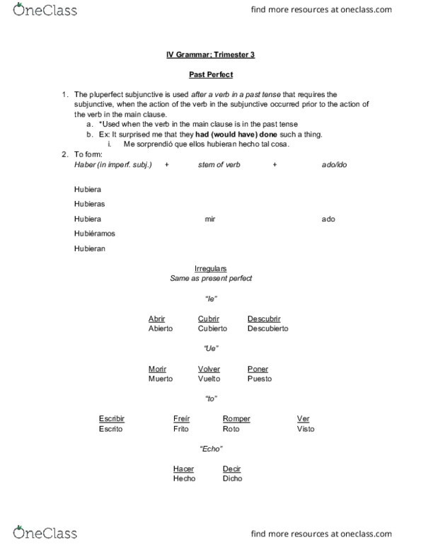 LINGUIST 2L03 Lecture Notes - Lecture 2: Pluperfect, Dependent Clause thumbnail