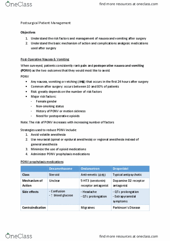 PCTH 201 Lecture Notes - Lecture 12: Amide, Ondansetron, Coronary Artery Disease thumbnail