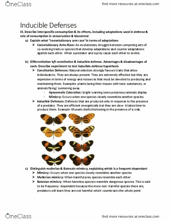 KINE 2011 Chapter Notes - Chapter 1.2: Aposematism, Frequency-Dependent Selection, Biological Pest Control thumbnail