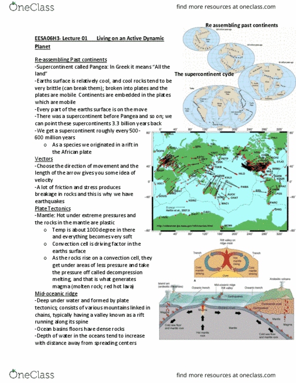 EESA10H3 Lecture Notes - Lecture 1: African Plate, Supercontinent Cycle, Supercontinent thumbnail