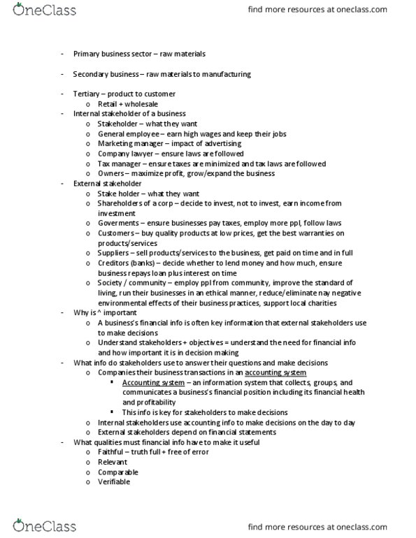 International Relations 2702E Lecture Notes - Lecture 2: Resource Allocation, Income Statement, Business Record thumbnail