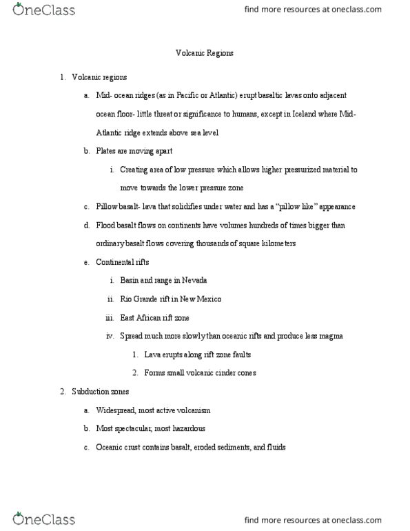 GSC 350 Lecture Notes - Lecture 6: Subduction, Rio Grande Rift, East African Rift thumbnail