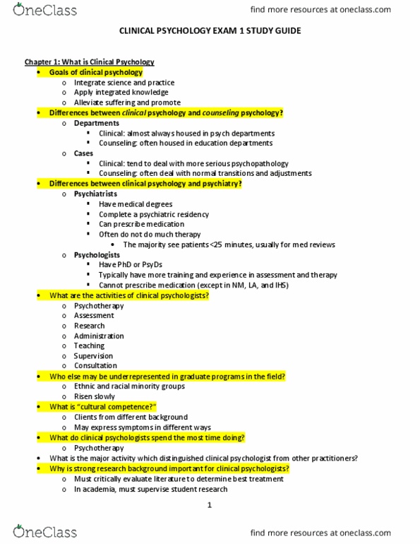 PSYCH 139 Lecture Notes - Lecture 1: Posttraumatic Stress Disorder, Gestalt Therapy, Managed Care thumbnail