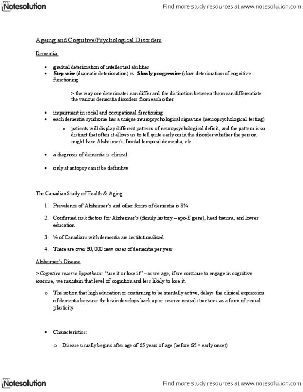 PSYB32H3 Lecture Notes - Lecture 10: Frontal Lobe, Parietal Lobe, Dual Diagnosis thumbnail