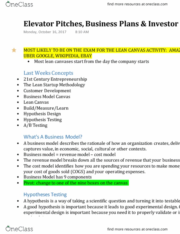 ENT 526 Lecture Notes - Lecture 5: Foodborne Illness, Business Model Canvas, Product Market thumbnail