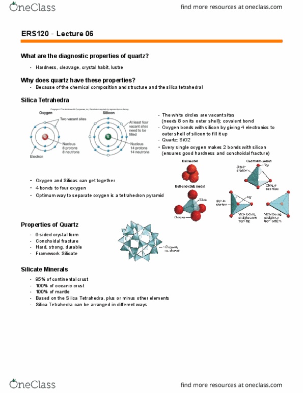 ERS120H5 Lecture Notes - Lecture 5: Covalent Bond, Pyroxene, Crystal Habit thumbnail