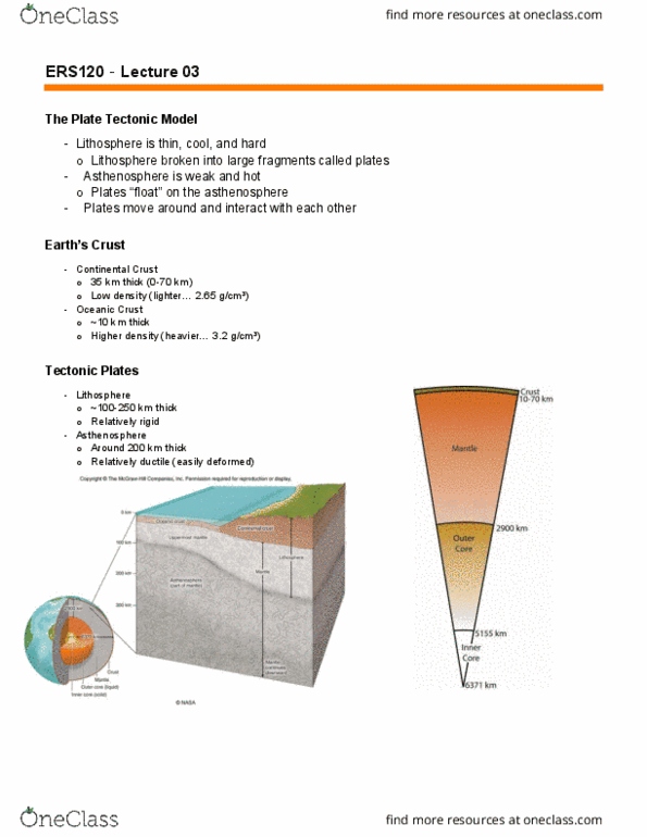 ERS120H5 Lecture Notes - Lecture 3: Isostasy, Continental Crust, Magnetization thumbnail