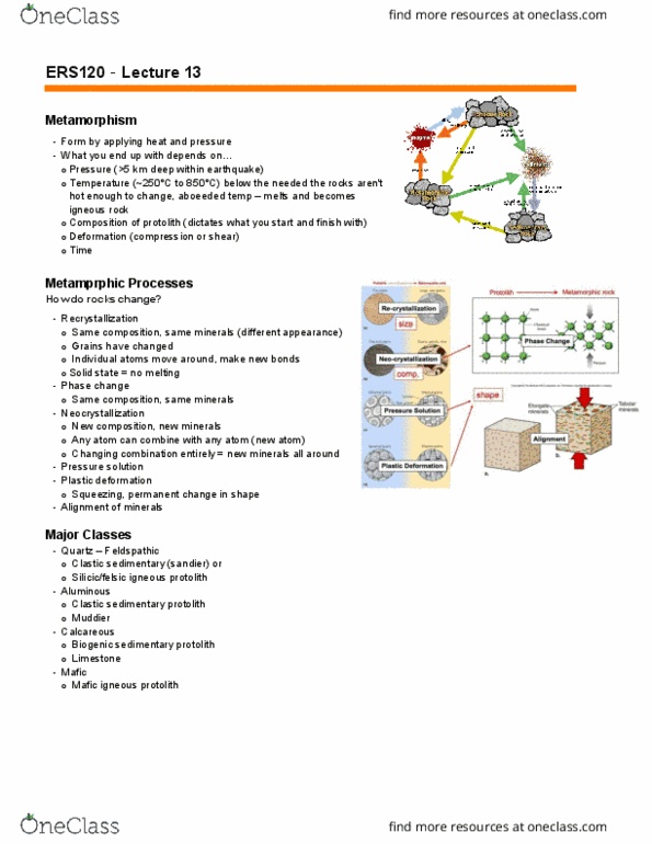 ERS120H5 Lecture Notes - Lecture 17: Subduction, Protolith, Metamorphism thumbnail