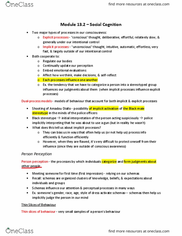 PSY100H1 Chapter Notes - Chapter 13.2: Class Discrimination, Contact Hypothesis, Fundamental Attribution Error thumbnail