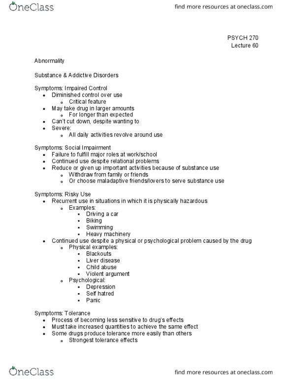 PSYCH 270 Lecture Notes - Lecture 60: Hashish, Self-Hatred, Child Abuse thumbnail