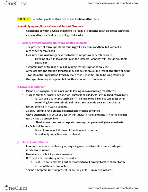 Psychology 2030A/B Lecture Notes - Lecture 7: Mental Disorder, Stomach Cancer, Dance India Dance thumbnail