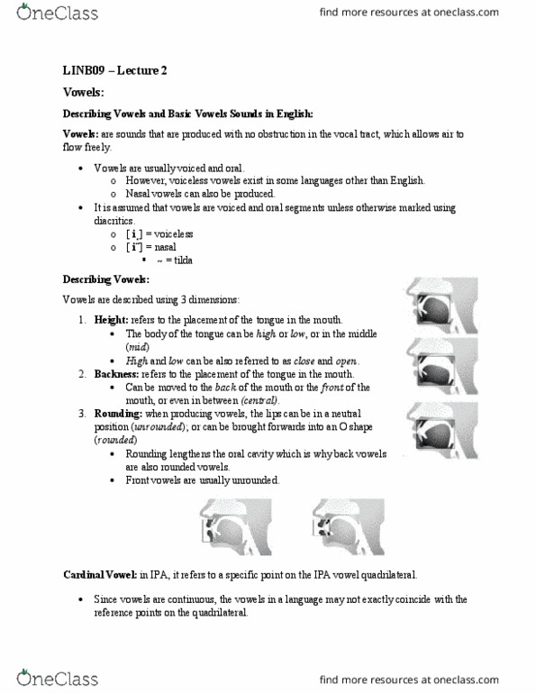 LINB09H3 Lecture Notes - Lecture 2: Quadrilateral, Diphthong, Canadian Raising thumbnail