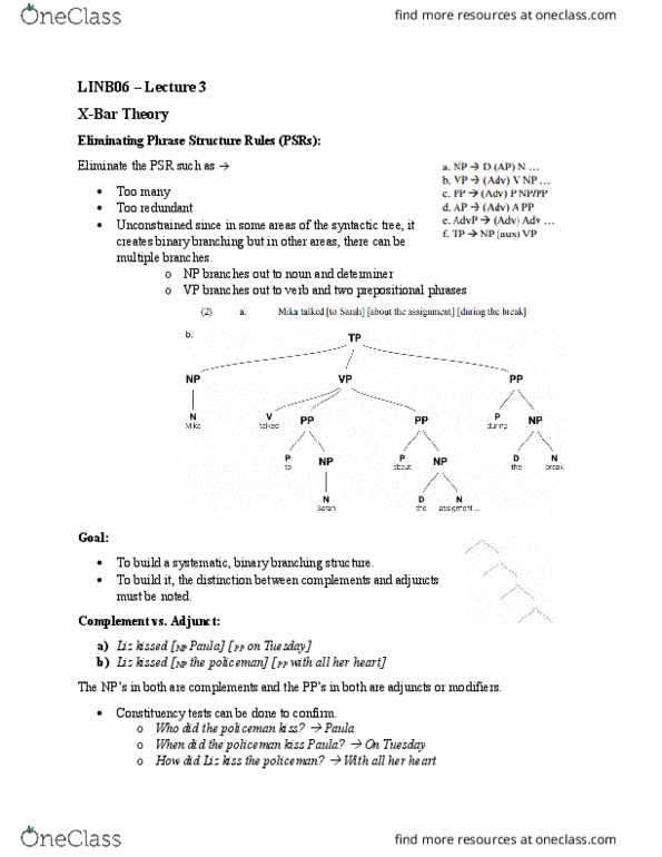 LINB06H3 Lecture Notes - Lecture 3: Present Tense, Ditransitive Verb thumbnail