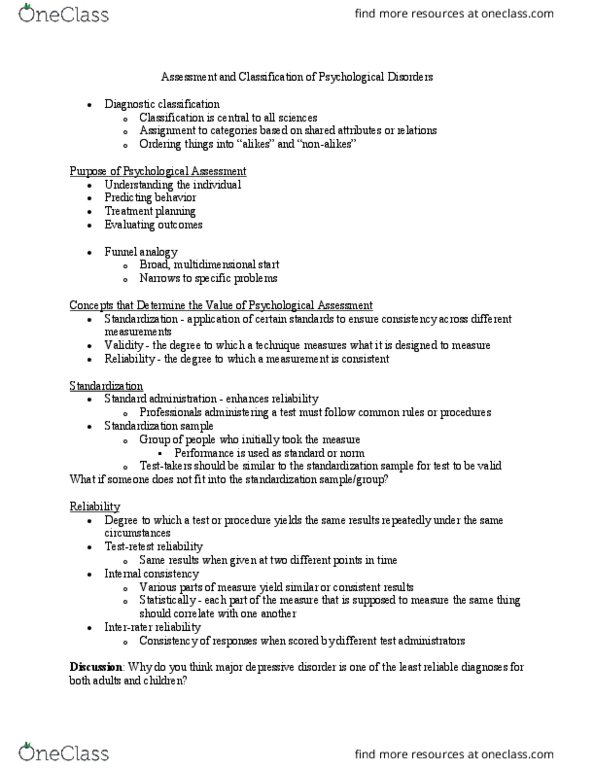 PSY 309 Lecture Notes - Lecture 4: Dsm-5, Predictive Validity, Verbal Behavior thumbnail